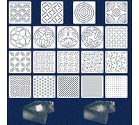 19 Pezzi Sashiko Stencil, 13x13cm Plastica Ricamo Stencil Sashiko Modelli Ricamo Modello Stabilizzatori Ricamo Geometrico per Ricamo Quilting Cucito a Mano