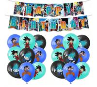 19 PEZZI Set ufficialmente concesso in licenza da TOEI ANIMATION, a tema Dragon Ball, con palloncini, bandierine per torta, decorazioni a tema cartone animato per feste di compleanno, laurea, per la c
