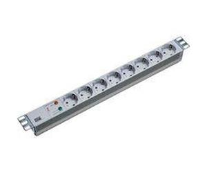 19 pollici 2m 8x Schuko H05VV-F 3G 1,50mm2, 2 m, alluminio, grigio, argento, 8 CA NEW