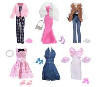 19 vestiti per bambole compatibili con Barbie, include vestito a coda di pesce, set di gilet in peluche, set giacca in peluche, vestito a pois, vestito in denim, 2 accessori, 7 scarpe per bambole da
