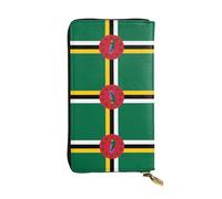 (19 x 10,4 cm) Pochette lunga, bandiera del Commonwealth della Dominica portafoglio in pelle con cerniera con scomparti multipli grande capacità, un buon regalo per gli amici