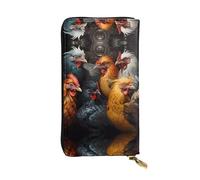(19 x 10,4 cm) pochette lunga, galli vestiti in molti colori portafoglio in pelle con cerniera con scomparti multipli grande capacità, un buon regalo per gli amici