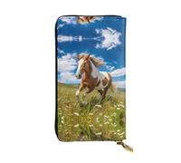 (19 x 10,4 cm) Pochette lunga, Horses on the Prairie portafoglio in pelle con cerniera con scomparti multipli grande capacità, un buon regalo per gli amici
