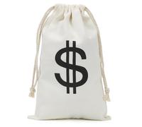 19 x 30cm Borsa Porta Soldi in Dollari, Bianco Sacchetto di Stoffa con Il Simbolo del Dollaro, Sacchetti per Soldi, Accessori Costume da Ladro per Carnevale Halloween Cosplay
