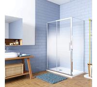 190 cm Box Doccia Angolare Porta Scorrevole con Parete Fissa 110x70cm in Vetro Temperato Serigrafato Opaco Graduale Profili Cromato Lucido