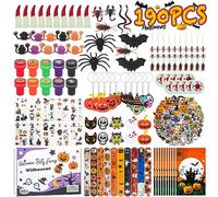 190 Pezzi Decorazioni Halloween, Accessori Gadget per Festa Compleanno, Regalo Bambini, Addobbi con Confezione, Pinata Party Oggetti Set Ragno Pipistrello Temporanei Tatuaggi