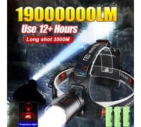 19000000 LM Faro super luminoso da 800 W Lampada frontale ad alta potenza Lampada frontale impermeabile Lanterna da campeggio esterna Luce da alpinismo