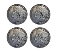 1907 Great American Commemorative Old Coins 4 Pieces- Uncirculated Morgan Dollars-Discover History of US Coins (Randomly Give 1ps, Receive 2ps)