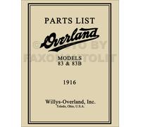 1916 OVERLAND 83 E 83B Catalogo Illustrato Dei Pezzi Willys Master