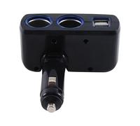 -1918 Caricabatteria da Auto Multifunzionale per Caricabatteria da Auto Doppio USB da un Punto a Due Punti, Nero