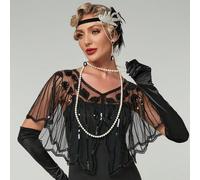 1920s Retro Occidentale Mantella con Paillettes e Perline, Adatta per Feste Formali, Matrimoni, Harlem Nights per Abiti Tagli UnicaPoliestere