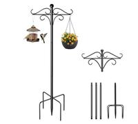 193 cm, gancio per mangiatoia per uccelli, altezza regolabile, con base a 5 rebbi, supporto per mangiatoia per uccelli in metallo resistente, per luci da giardino, lanterne, cesti per piante