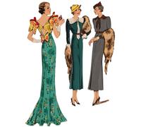 1930's Cucito Motivo, Donna Due Abiti & Sera Abito- Busto: 91.4cm (91.5cm)