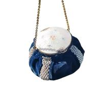 1930s Vanity Purse Compact, Blue Velvet 1930s Vintage Vanity Purse Compact, Women's Decorative Printed Pocket, Vintage Fashion Lover (blue)