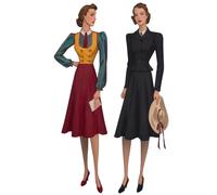 1930's Vintage Schema Cucito: WWII Donna Abito - Busto = 76.2cm (76.2cm)