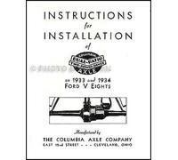 1933 1934 Ford Columbia Asse Manuale Set Di 3 Installazione E Owner Decalcomania