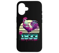 1933 Anno del Gallo Anni 80 Retro Vaporwave Zodiaco Cinese Custodia per iPhone 16