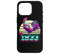 1933 Anno del Gallo Anni 80 Retro Vaporwave Zodiaco Cinese Custodia per iPhone 16 Pro