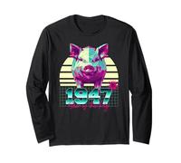 1947 Anno del Maiale Compleanno 80s Retro Segno Zodiacale Cinese Maglia a Manica