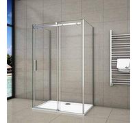 195 cm Box Doccia a Tre Lati Porta Scorrevole con Doppia Parete Laterale 120x80x80 cm Vetro 8 mm Temperato Trasparente Anticalcare Telaio Cromato Lucido