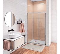 195 cm Box Doccia per Nicchia Porta Scorrevole ad Ante Sovrapposte 140 cm in Vetro Temperato 6 mm Trasparente Anticalcare Profili Cromati Lucidi