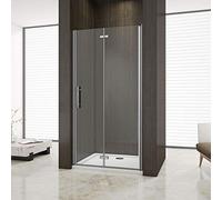 195 cm Porta Doccia Per Nicchia Battente e Pieghevole a Libro In Vetro Temperato Trasparente Anticalcare Da 6 mm larga 90cm