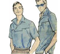 1950's Cartamodello: Uomo Sport Camicia Con Anteriore Dettagli - Giropetto 107cm