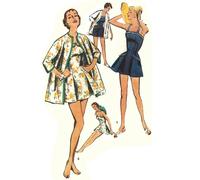 1950's Cucito Motivo: Gonna Costume da Bagno E Spiaggia Cappotto. Pin Up - Multi