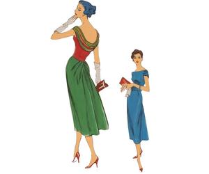 1950's Cucito Motivo: Vogue Elegante Abito da Sera - Busto = 96.5cm (97cm)