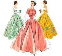 1950's Cucito Motivo: Vogue Sera O Sfera Abito & Bolero - Busto = 78.7cm (79cm