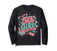 1950s Retro Rockabilly Pinup Vintage Style for Women Maglia a Manica