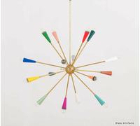 1950's Styl Multicolore Ottone Antico Sputnik Lampadario Stilnovo Italiano Luce
