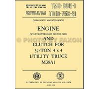 1952-1958 Jeep M38A1 Motore e Frizione Manuale Tm 980151 Revisione Ricostruzione