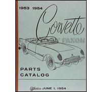 1953-1954 Chevrolet Corvette Parti Libro Ristampa 54 Edizione Catalogo Chevy