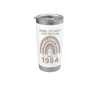 1954 Compleanno Donna che rende il mondo migliore dal 1954 Bicchiere termico in acciaio inox doppia parete