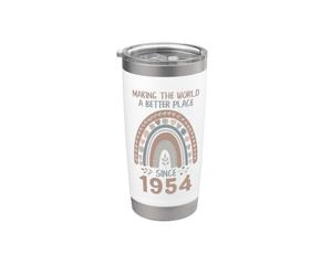 1954 Compleanno Donna che rende il mondo migliore dal 1954 Bicchiere termico in acciaio inox doppia parete
