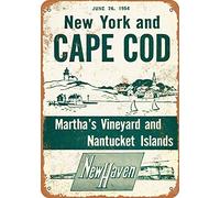 1954 New Haven Railroad New York e Cape Cod Targa in metallo grande alluminio latta segno 20,3 x 30,5 cm
