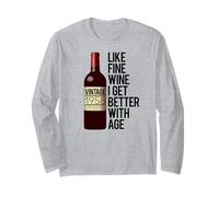 1958 Come Il Buon Vino MIGLIORO con L'ETÀ Meme di Compleanno Maglia a Manica