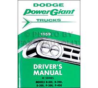 1959 Dodge Camion Proprietari Manuale 59 Pickup E Pannello D100 D200 D300 Guida