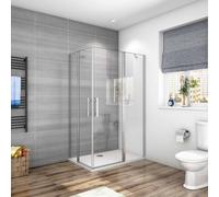 195CM BOX DOCCIA ANGOLARE DOPPIE PORTE BATTENTI CON FISSE VETRO 6MM EASY CLEAN