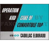 1960 Cadillac El Dorado Convertible Top Operation Manuale 60 Owner Guida