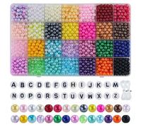 1960 perline da 6 mm, 28 colori, perline sfuse multicolore per lavori manuali con fori per la creazione di gioielli, piccole perline di riempimento per la creazione di bracciali, collane,