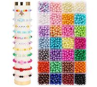 1960 Perline Rotonde da 6 mm, 28 Colori per Braccialetti per Bambini, Colorate Con Fori per Collane Fai da Te, Bracciali, Orecchini, Creazione di Gioielli e Artigianato