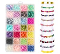 1960PCS Perla Rotonde Perline, 28 Colore 6mm Perline Perla Misti Colorato con Filo di Cristallo da 10 m, Perla Perforata per Collane Bracciali Gioielli Artigianato Creazione Gioielli Fai da Te