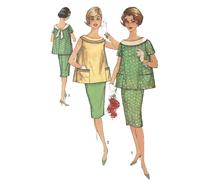1960's Cucito Motivo: Due Pezzi, Top & Gonna Maternità Abito - Multi Taglie