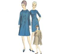 1960s Motivo, Donna ' Due Righe ' Abito & Cappotto