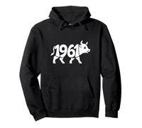 1961 Bue - Anno Zodiaco Cinese Personalizzato Mucca Word Art Felpa con Cappuccio