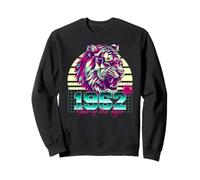 1962 Anno della Tigre Retro Vaporwave Tramonto Zodiaco Cinese Felpa