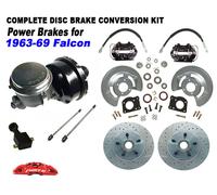 1963-69 Falcon Potenza Anteriore Freno a Disco Kit 5 Manico,Forati Rotori - Nero