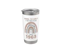 1963 Compleanno Donna che rende il mondo migliore dal 1963 Bicchiere termico in acciaio inox doppia parete
